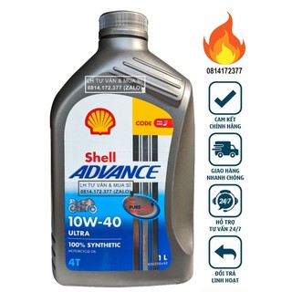 Bình 1l dầu nhớt xe số shell advance ultra 10w40 1000ml