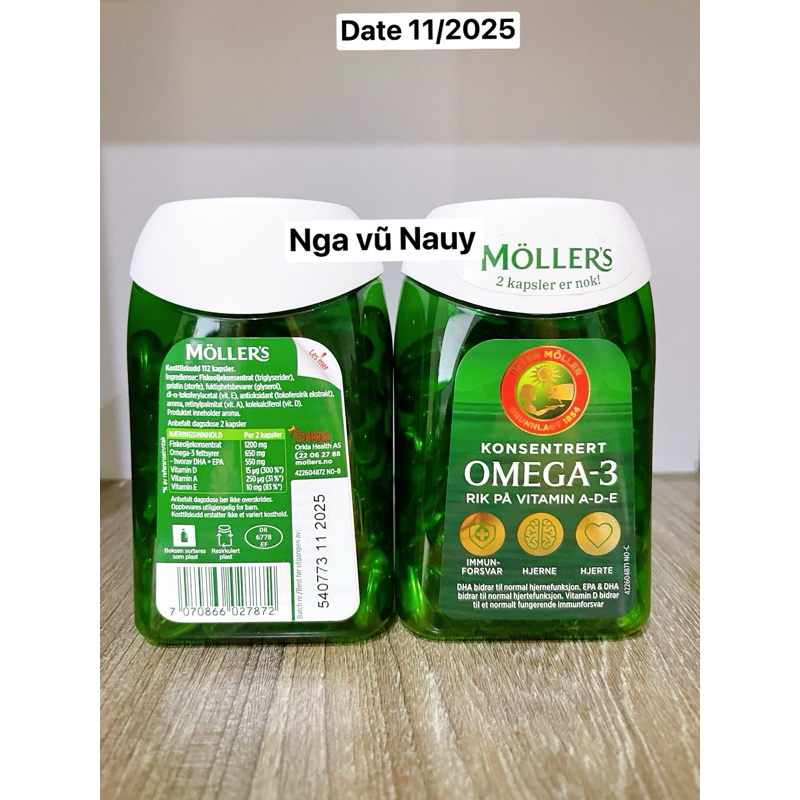 Dầu cá Mollers Omega3 nội địa Nauy hộp 112 viên