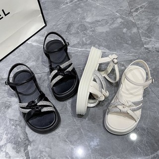 Sandal nữ dây đá vặn đế bánh mì 4 phân êm chân hàng Quảng Châu