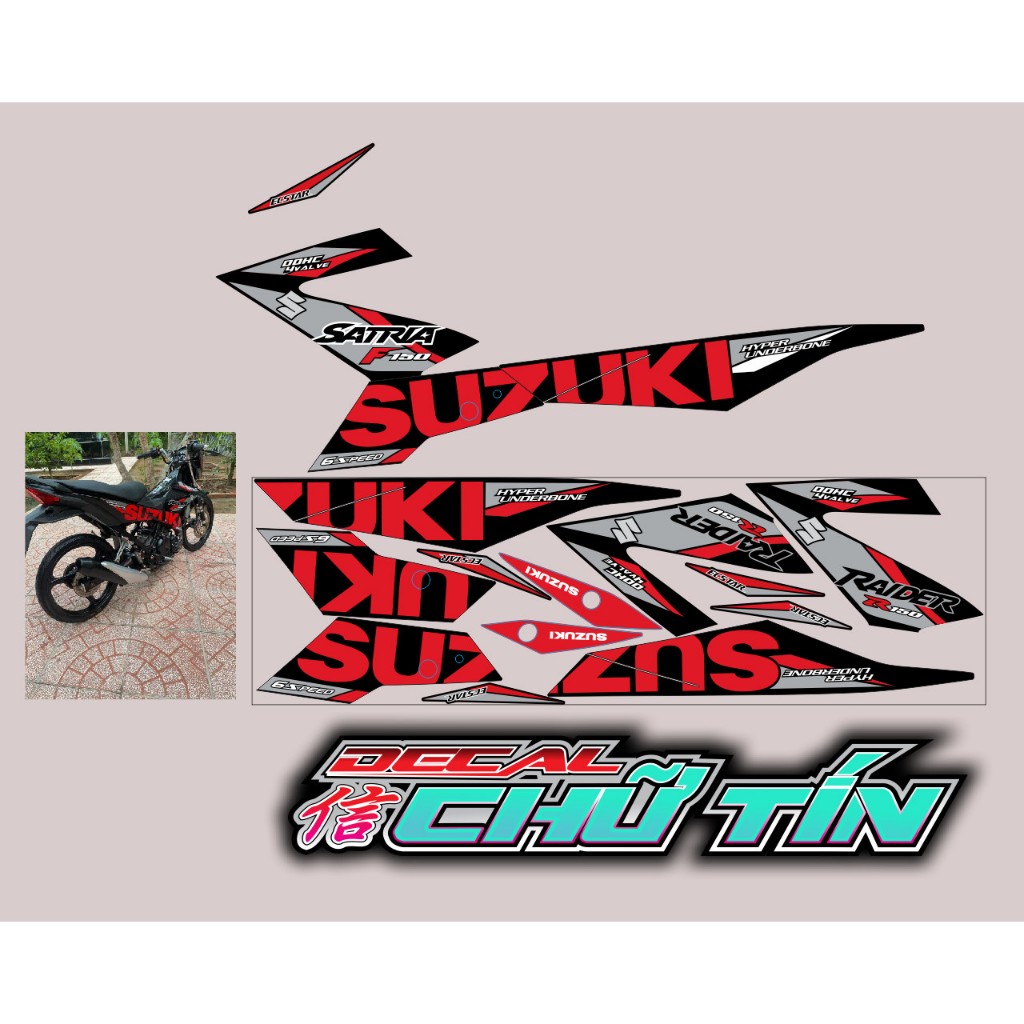 TEM ZIN SATRIA ĐỎ ĐEN CHỮ RAIDER 