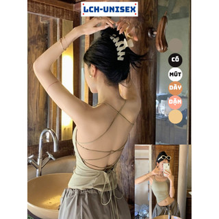 Áo hở lưng đi biển có mút Lch áo kiểu hai dây sexy áo yếm ôm body gợi cảm tôn dáng