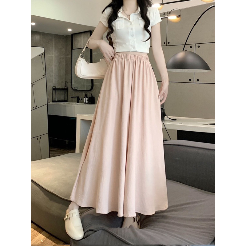 Quần Đũi Ống Rộng Dáng Dài Giả Váy, Chân Váy Midi Dáng xoè Lụa Vân Mây 2 lớp q98 ( Có bigsize) | BigBuy360 - bigbuy360.vn