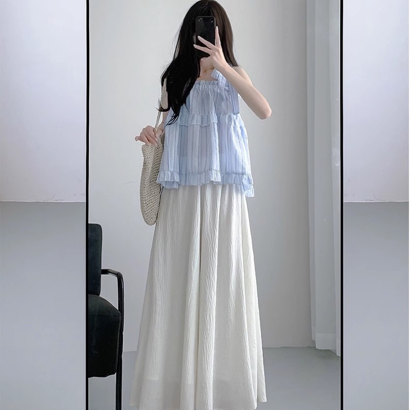 Quần Đũi Ống Rộng Dáng Dài Giả Váy, Chân Váy Midi Dáng xoè Lụa Vân Mây 2 lớp q98 ( Có bigsize) | BigBuy360 - bigbuy360.vn