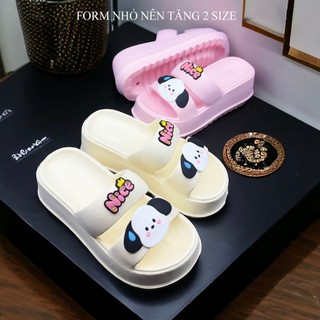 Dép bánh mì đế cao 7cm cho nữ chất cao su mềm 2 quai hình cún tai dài siêu đẹp HOTTREND D7778