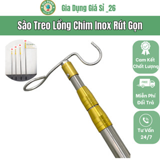 Sào Treo Lồng Chim Inox Rút Gọn Dài 3m,4m,5m,6m,7m Tặng Kèm Móc Treo