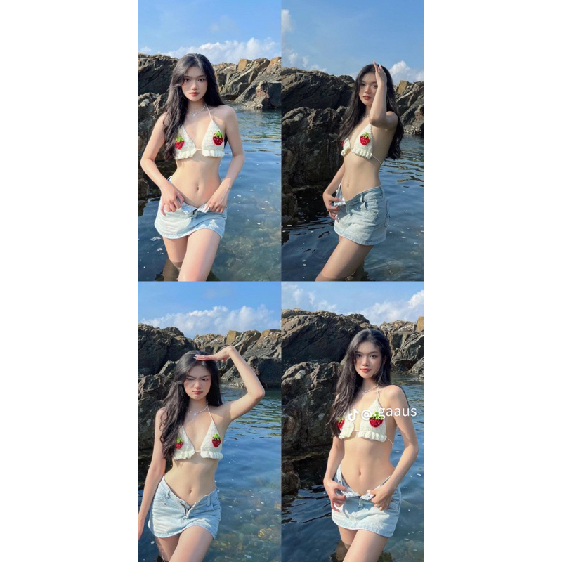 Áo bikini len móc đi biển