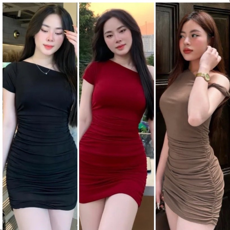 Đầm body trễ vai dáng ngắn sexy, váy dự tiệc đi chơi hẹn hò trang trọng chất thun nhập mềm