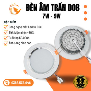 Đèn âm trần downlight | đèn led dob đế đúc liền nguồn | 7w - phi 90 | ánh sáng trắng, 3 màu | bảo hành 3 năm