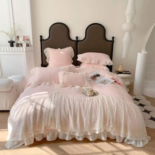 Bộ chăn ga gối cotton bèo đũi Hàn Quốc 4 món