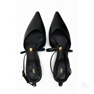Sandal da dây chéo nút tròn gót thấp