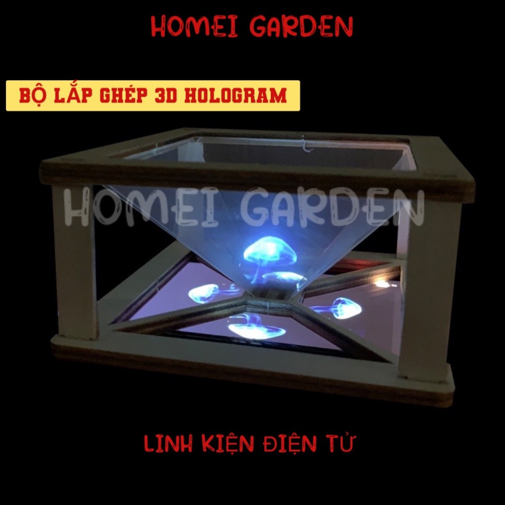 Bộ Lắp Ghép Xem Phim 3D Hologram Bằng Gỗ Trò Chơi Stem Hologram Box Hộp Tạo Ảo Ảnh 3D Dùng Với Điện 