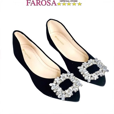 Giày hài bệt búp bê mũi nhọn nữ hoa mặt đá FAROSA - B6 giày búp bê chất da nhung cực xinh
