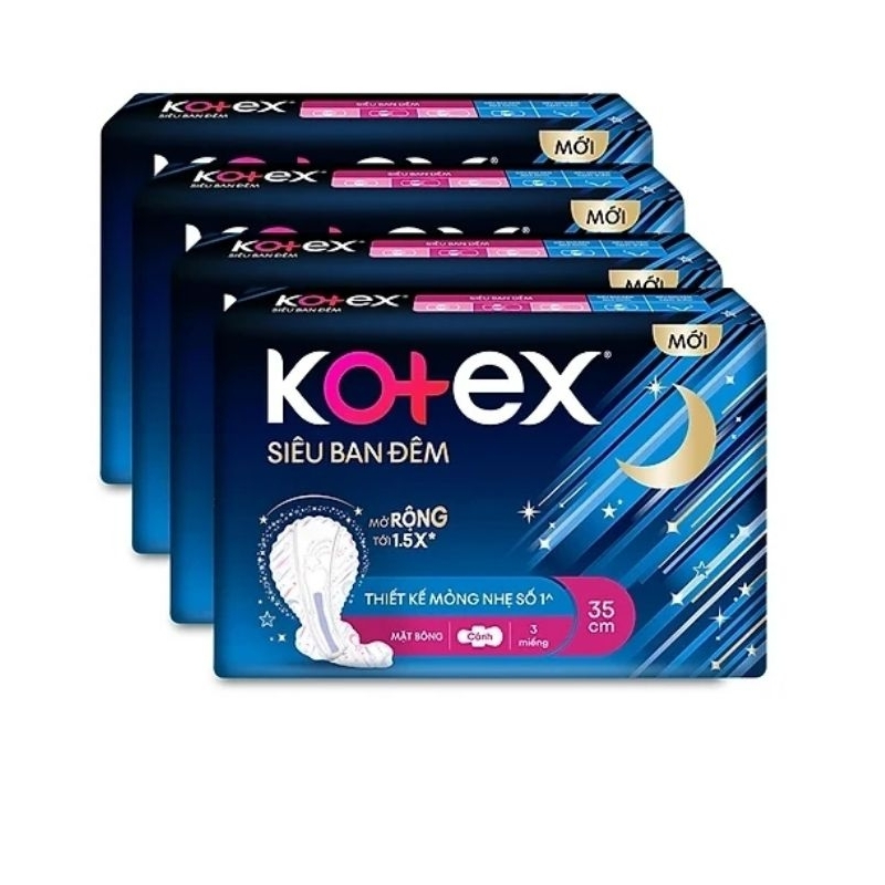 Băng Vệ Sinh siêu ban đêm Kotex có cánh gói 3 miếng x 35cm