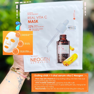 Mặt nạ neogen dermalogy real vita c 22% mask dưỡng sáng, mờ thâm 28g