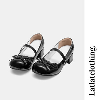 Giày búp bê đế cao 3cm dáng lolita cực dễ thương - Giày búp bê đính nơ - latlatclothing