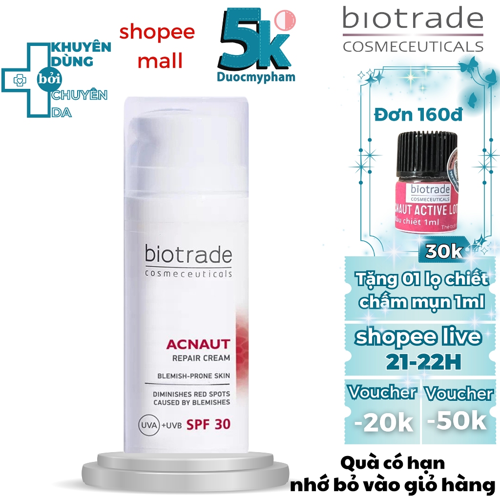 Kem dưỡng Biotrade Acnaut Repair Cream - chống nắng tái tạo sau mụn 30ml