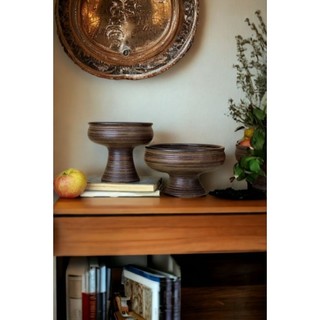 Bình gốm dáng ang men mộc gốm Bát Tràng, ly chậu ang trồng thủy tiên, cắm hoa nghệ thuật ikebana, ly đựng quả để bàn