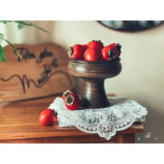 Bình gốm dáng ang men mộc gốm Bát Tràng, ly chậu ang trồng thủy tiên, cắm hoa nghệ thuật ikebana, ly đựng quả để bàn