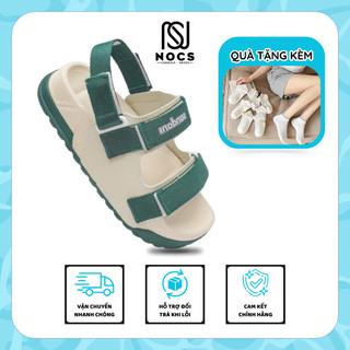 Giày Sandal Nữ S1 2 Quai Ngang Be Phối Xanh Lá Siêu Nhẹ Siêu Bền Siêu Dễ Thương - Tặng kèm vớ (NOCS)