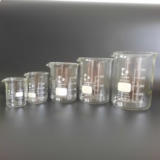 [Duran - Đức] Cốc đốt thuỷ tinh thấp thành chịu nhiệt 50ml 100ml 150ml 250ml 400ml 600ml, beaker có mỏ chia vạch trắng