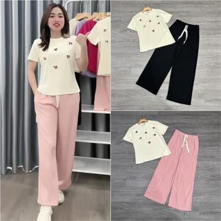 Sét bộ cherry áo cộc/dài, quần dài