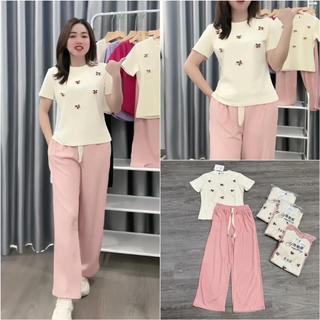Sét bộ cherry áo cộc/dài, quần dài
