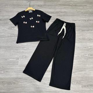 Sét bộ cherry áo cộc/dài, quần dài