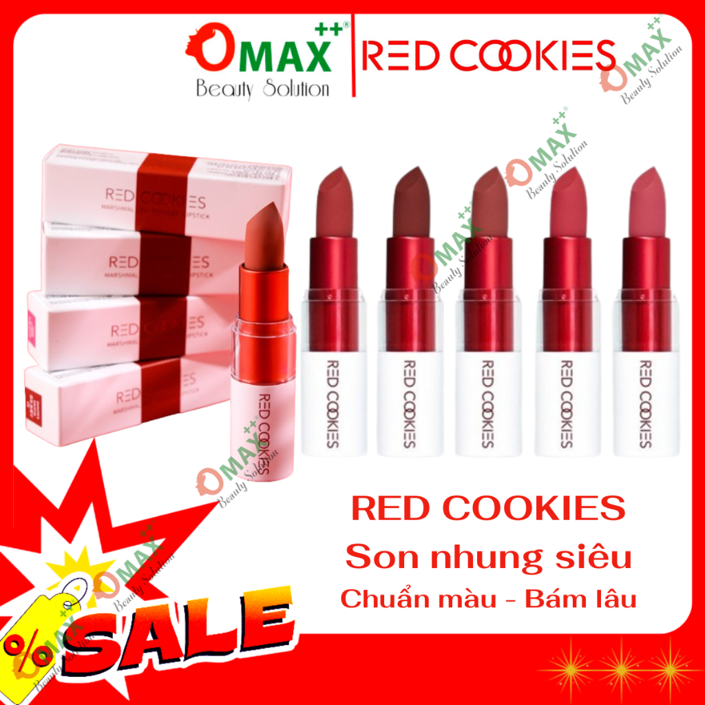 Son Lì RED COOKIES - Chuẩn Màu - Siêu Lì - Mịn Như Nhung - Bờ Môi Siêu Hot - Hấp Dẫn - Cá Tính