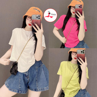 Áo thun trơn nữ borip , form ôm tôn dáng dưới 55kg, thun cotton co dản mềm hình