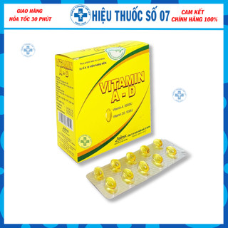 Viên uống bổ sung vitamin a-d abipha - hộp 10 vỉ x 10 viên