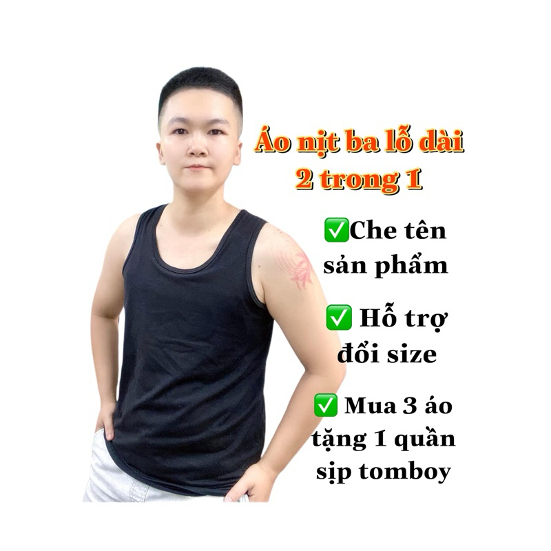 Áo nịt ngực ba lỗ dài tomboy, áo nịt trong bó ngoài rộng, che tên sản phẩm