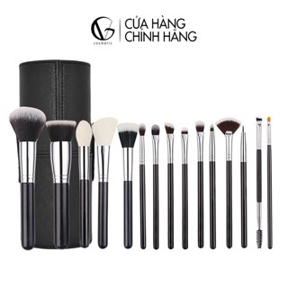Bộ cọ trang điểm cá nhân GUVIET màu đen gồm 15 cọ kèm theo ống cắm tiện lợi