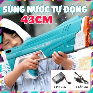 Súng phun nước tự động áp lực cao tự động hút nước phóng xa 10m sử dụng pin sạc tiện dụng - Đồ chơi súng nước cho bé