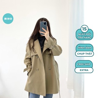 Áo khoác măng tô dáng vừa, Áo mangto dày dặn kèm đai hàng quảng châu cao cấp Miho House