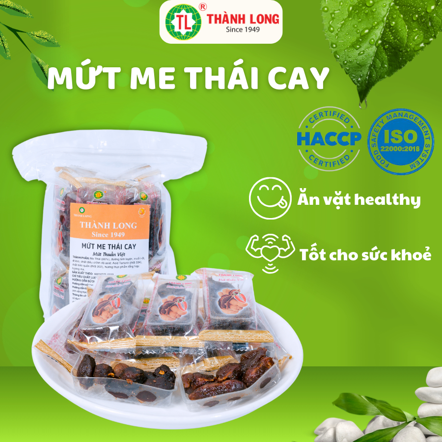 Mứt Me Thái Cay Thành Long - Đồ Ăn Vặt Thơm Ngon, Thượng Hạng Gói/Bịch 200g/500g