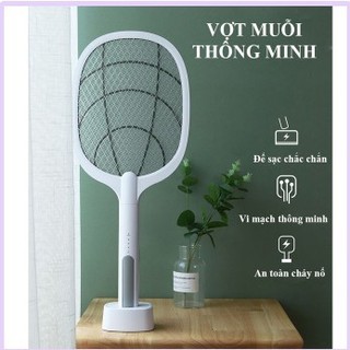 Free Ship - Vợt muỗi thông minh tự động kiêm đèn bắt muỗi, sạc tích điện, vợt bắt muỗi thông minh để bàn