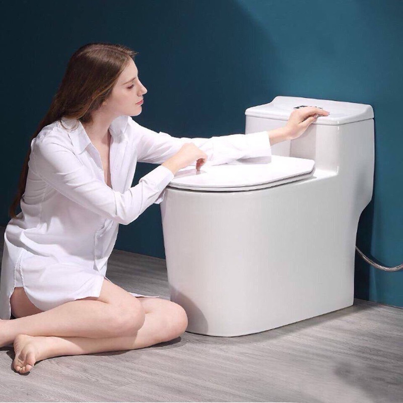 Bồn Cầu Liền khối 1 Khối AQUA CERAMIC XẢ XOÁY KẾT HỢP XẢ ĐẨY NƯỚC MẠNH MEN NANO CAO CẤP NHẬP KHẨU [ Ship Hoả Tốc 2H]