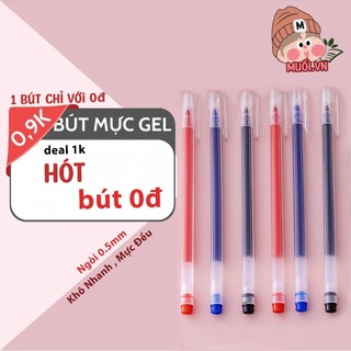 Bút Gel bút bi nước văn phòng - Bút chép kinh mực Học sinh gel 0.5mm mực đều nét chữ đẹp đủ màu xanh đen đỏ Muối.vn VPP