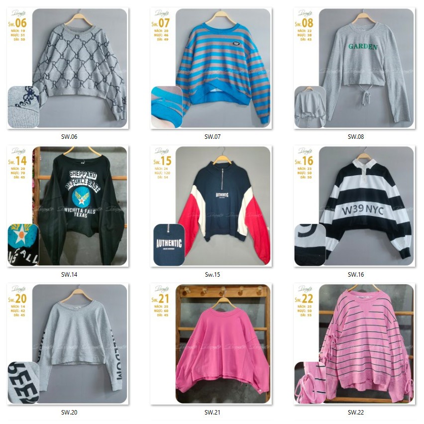 Áo Sweater Nỉ 2hand (có croptop)