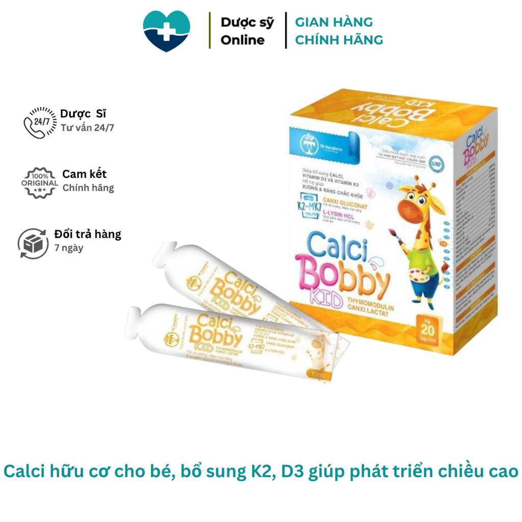 Canxi hữu cơ cho bé CANXI BOBBY, bổ sung L - Lysine, D3K2, giúp xương và răng chắc khỏe, bé ăn ngon,