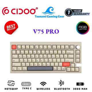 Bàn phím cơ Cidoo V75 Pro/ Tri mode (Bluetooth/ Wireless/ USB Type C) / vỏ nhôm