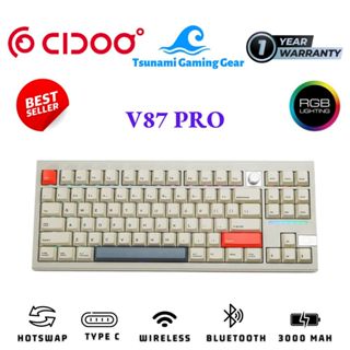 Bàn phím cơ Cidoo V87 Pro/ Tri mode (Bluetooth/ Wireless/ USB Type C) / vỏ nhôm