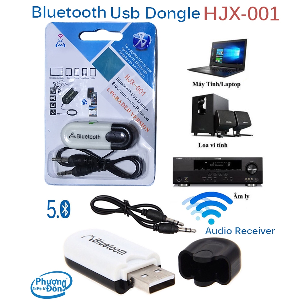 USB Bluetooth Dongle HJX-001 BT-5.0 kết nối âm thanh với Loa, Amply karaoke