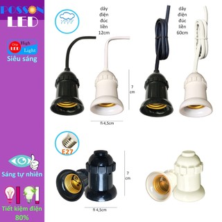 Sỉ100 Đui đuôi chui bóng đèn E27 chống nước mưa ngoài trời liền dây điện 12cm 60cm hoặc ko dây LH-ODx+x