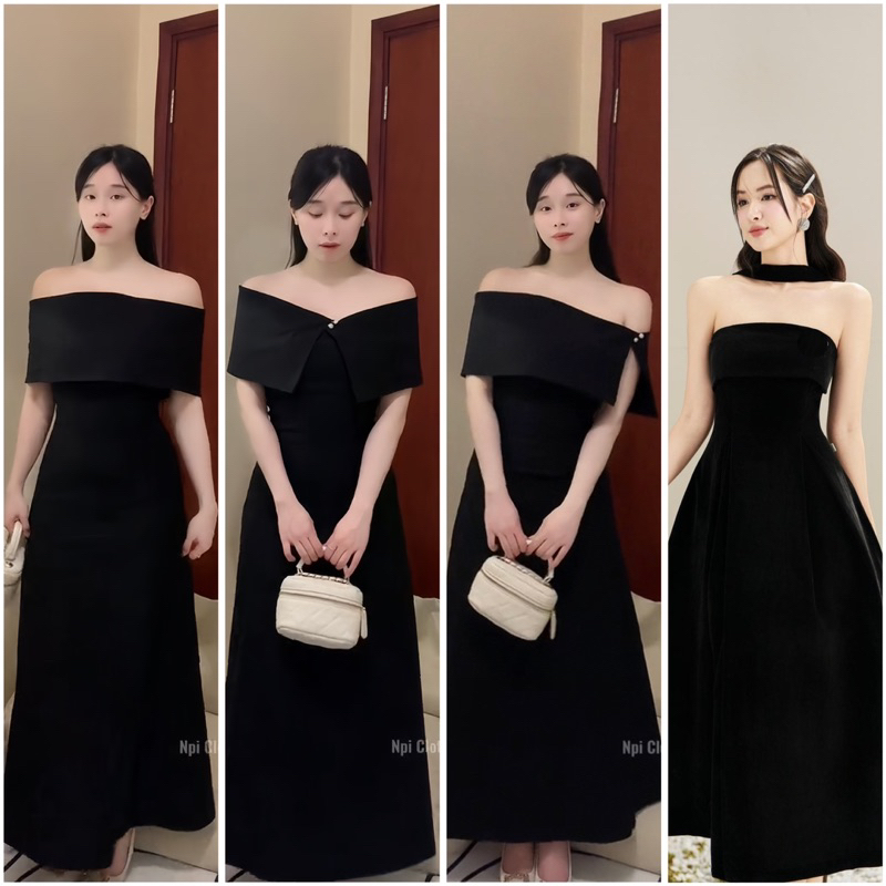 Váy đầm cup xoè dáng dài kèm bản trễ vai mặc 4 KIỂU, đầm dự tiệc cao cấp tặng vòng Choker Shi Shang | BigBuy360 - bigbuy360.vn