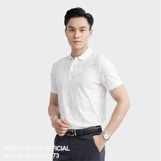Áo polo Aristino màu trắng họa tiết slim fit APS101S3