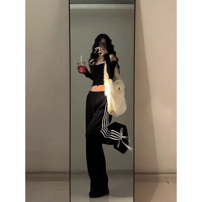 Quần 3 SỌC NƠ thể thao nam nữ ống rộng unisex, quần suông nữ form rộng thụng GENZ | BigBuy360 - bigbuy360.vn