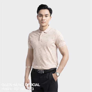Áo polo Aristino màu be họa tiết slim fit APS101S3