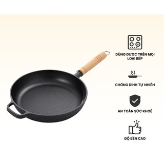  Chảo gang bếp từ chảo gang chống dính tự nhiên kèm nắp 