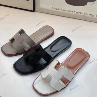 Dép nữ zena shoes dép chữ h da sần đế mềm